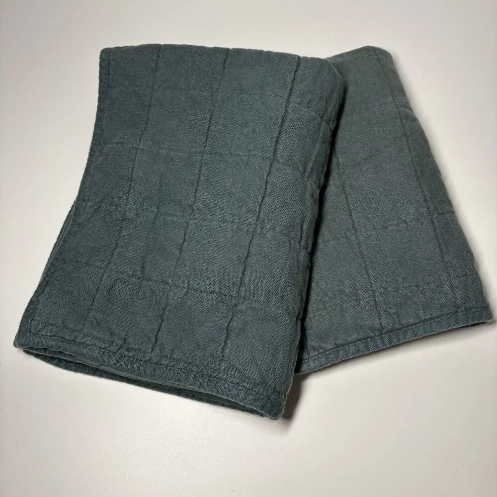 Casaluna Heavyweight Linen Cotton Blend Set Of 2 Sham Standard Size Teal Green